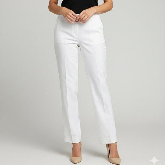 Kasper Pants - Kasper Flat Front Lined Trousers Pants White Size 14
